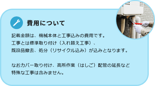 給湯器の修理費 1,5000円～