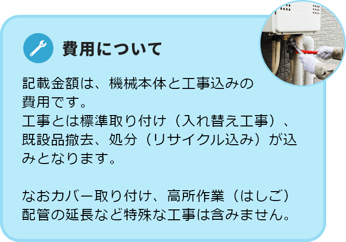 給湯器の修理費 1,5000円～